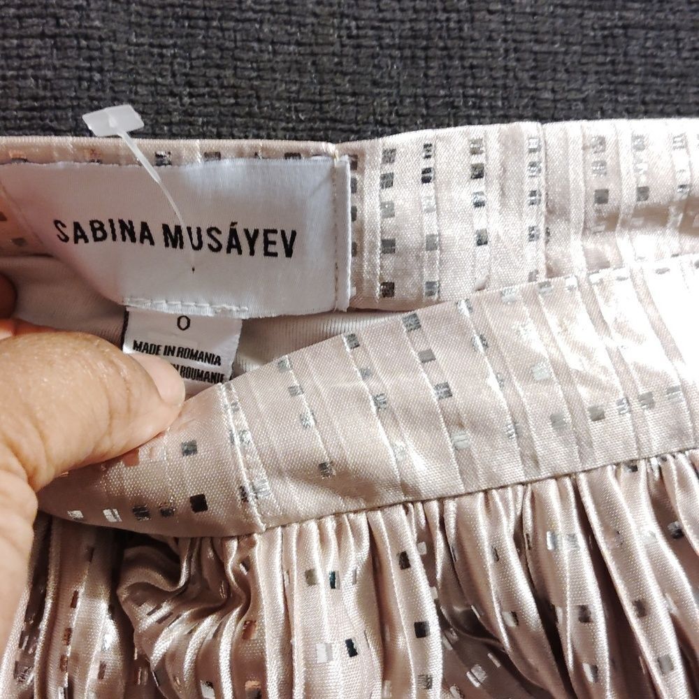 Anthropologie Gold Pleated Midi Skirt Cocktail, Sabina Musayev, 29 Inches Length - Picture 5 of 7